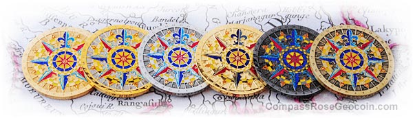 2006 Compass Rose Geocoin series front sides