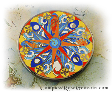 Polynesian Compass Rose Geocoin