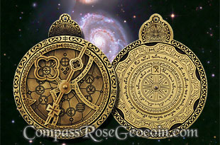 Antique Bronze Cosmolabe Geocoin